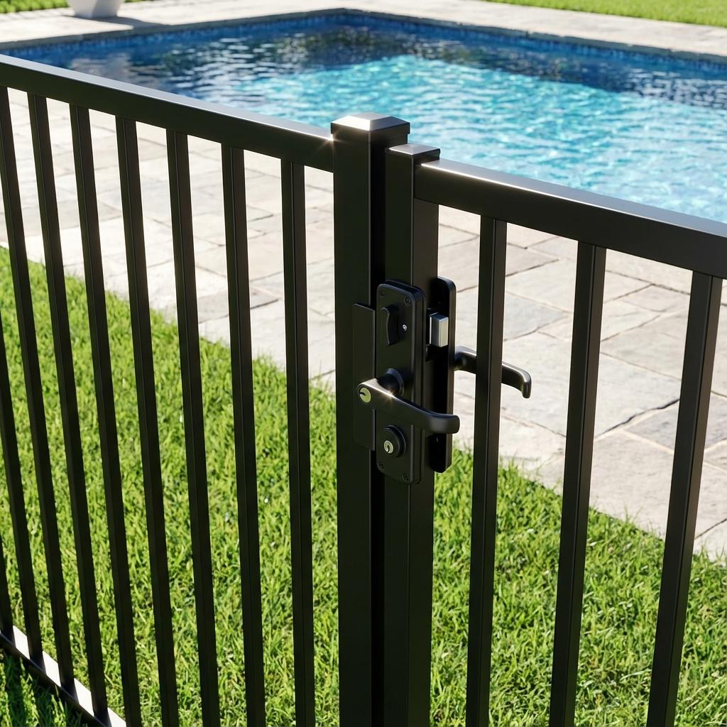 Aluminum picket pool fence detail